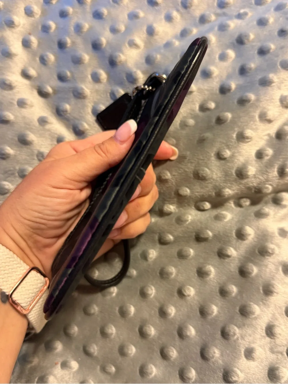 Coach Black Gray and Purple Signature Wristlet